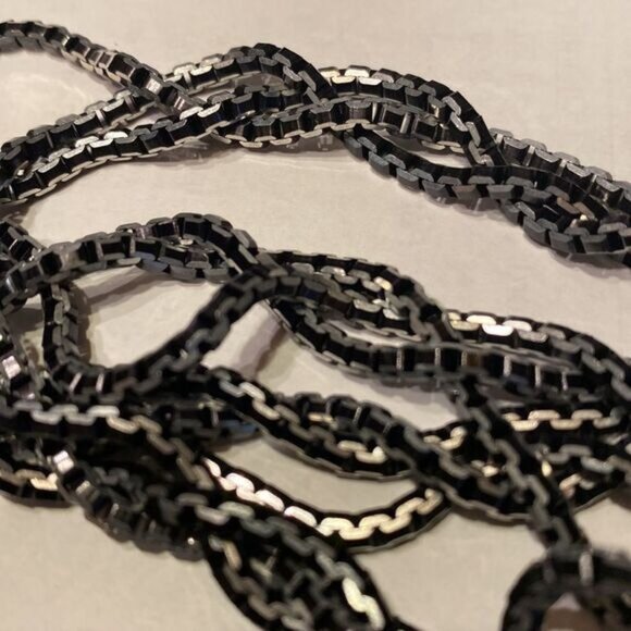 30" Black & Silver Industrial Twisted Chain Necklace Made In Germany - Picture 4 of 4